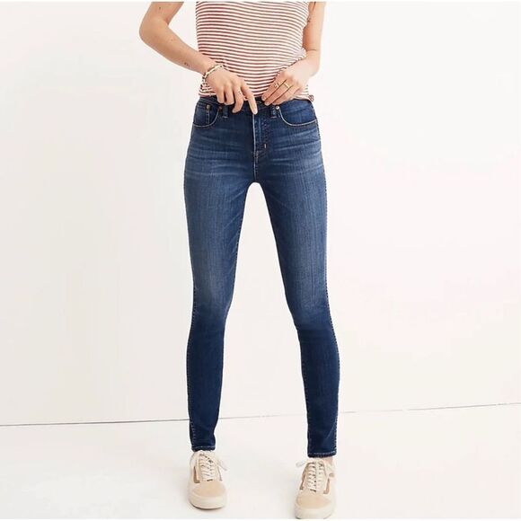 Madewell Women's Mid-Rise Skinny Skinny‎ Jeans Blue Dark Wash Skinny Leg Size 27 - Picture 1 of 15